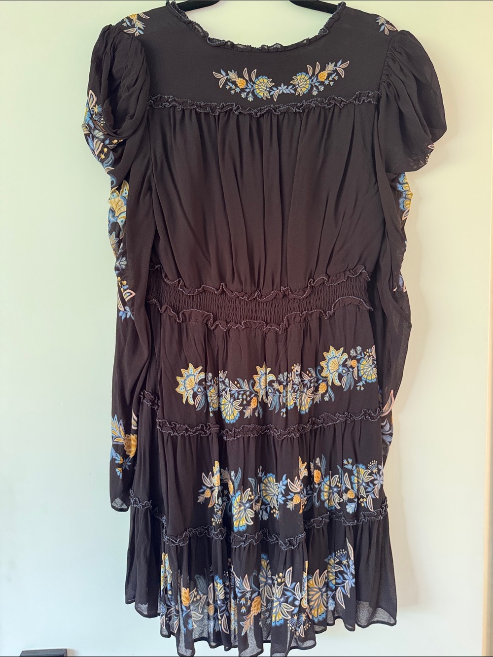 FARM Rio Black Floral Button-Front Mini Dress “garden” - Picture 5 of 6